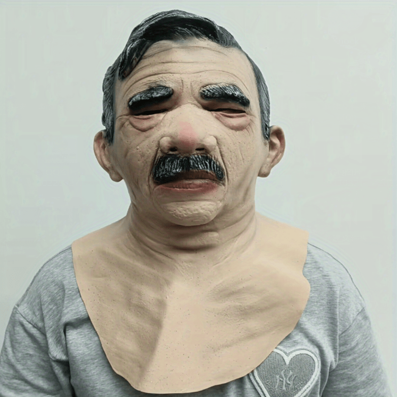 Máscara Hombre Viejo Arrugado Látex, Accesorios Fiesta Carnaval