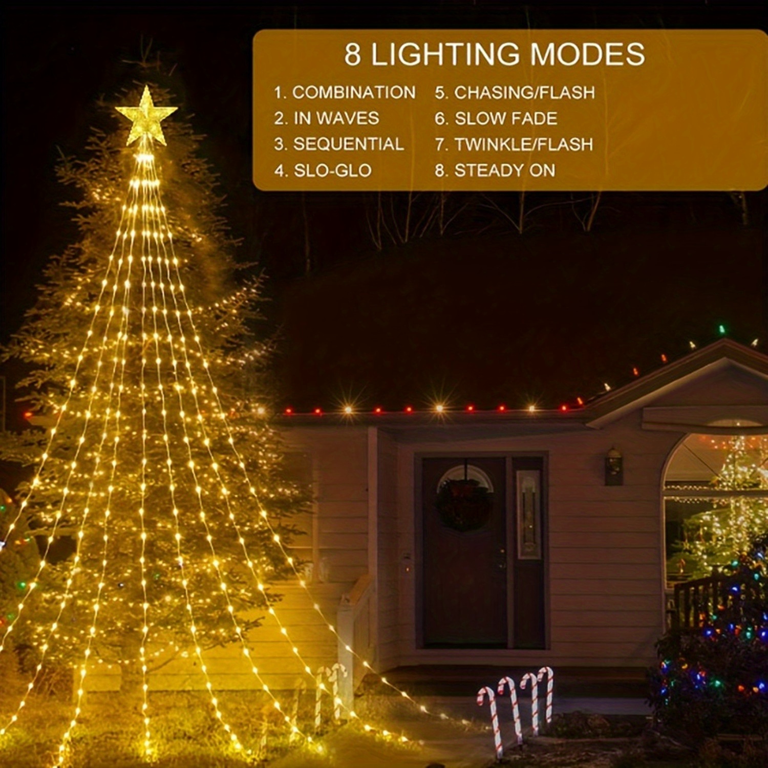 9 8ft 280led Outdoor Christmas Decorations Star String Lights Usb Power
