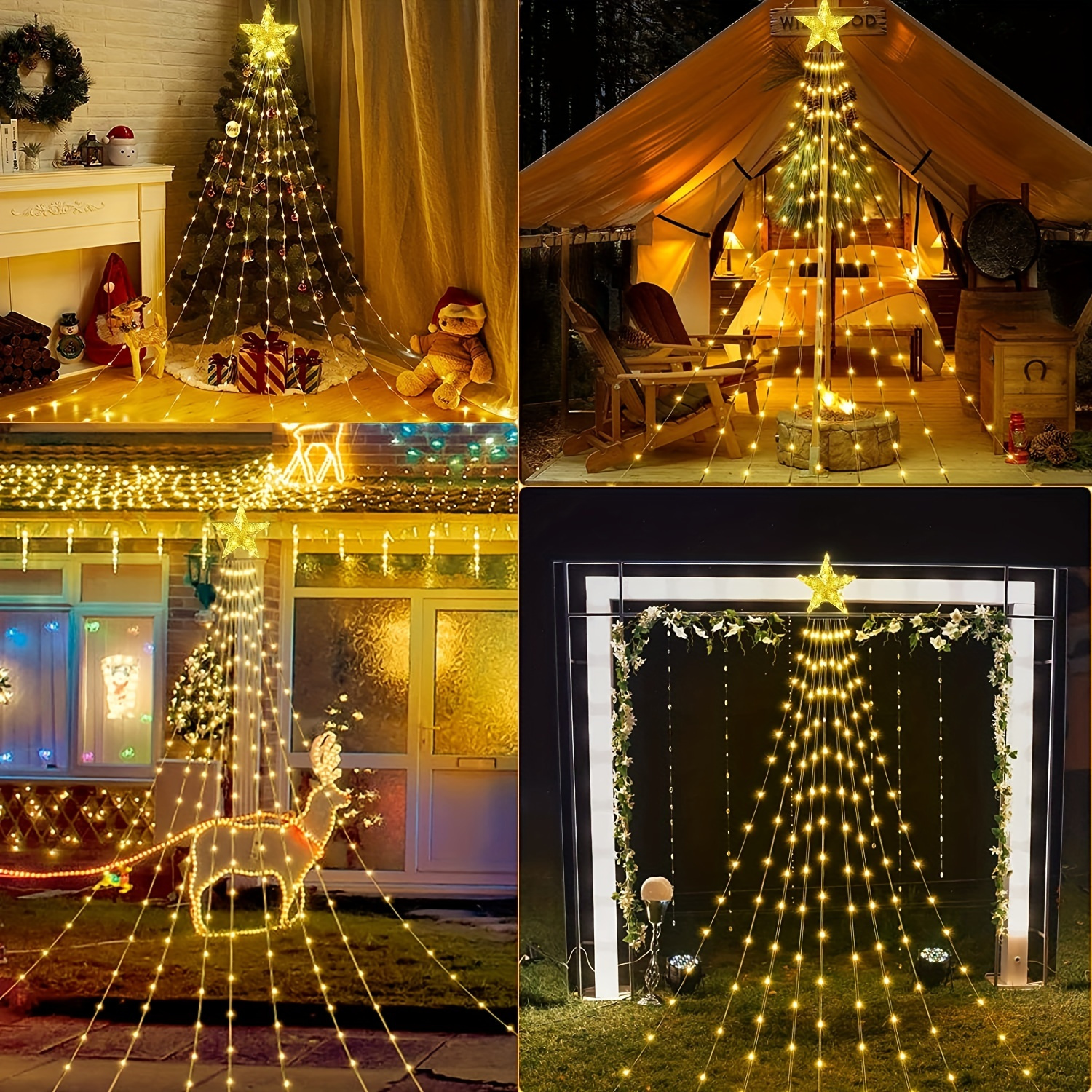 9 8ft 280led Outdoor Christmas Decorations Star String Lights Usb Power ...