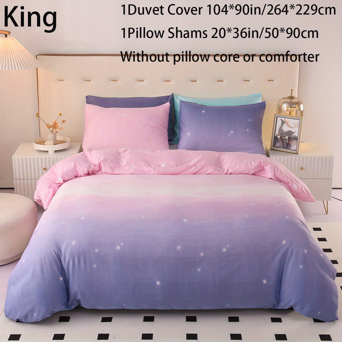 2/3pc Duvet Cover Set, Gradient Purple Pattern Soft And Comfortable Duvet Cover, Bedding Set, Suitable For Bedroom And Guest Room (1*duvet Cover+1/2*pillowcase, Coreless)