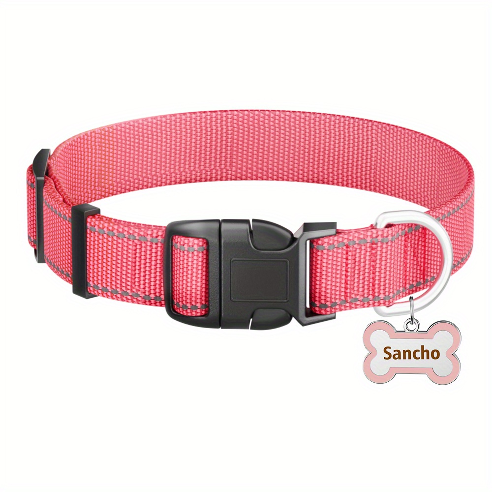 Personalized Reflective Dog Collars Custom Engraved Id Tags Temu