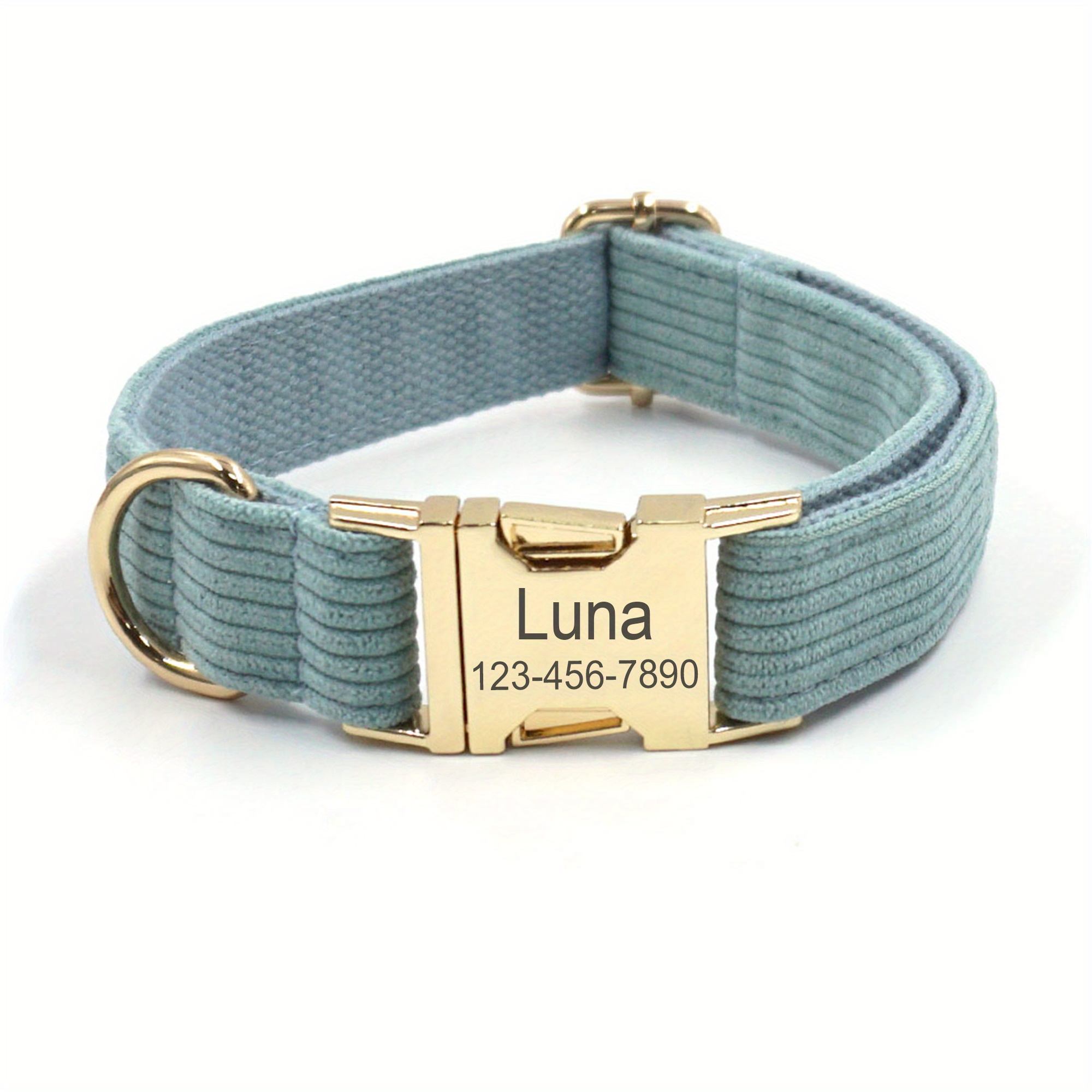 Personalized Corduroy Dog Collar with DIY Engraved Name