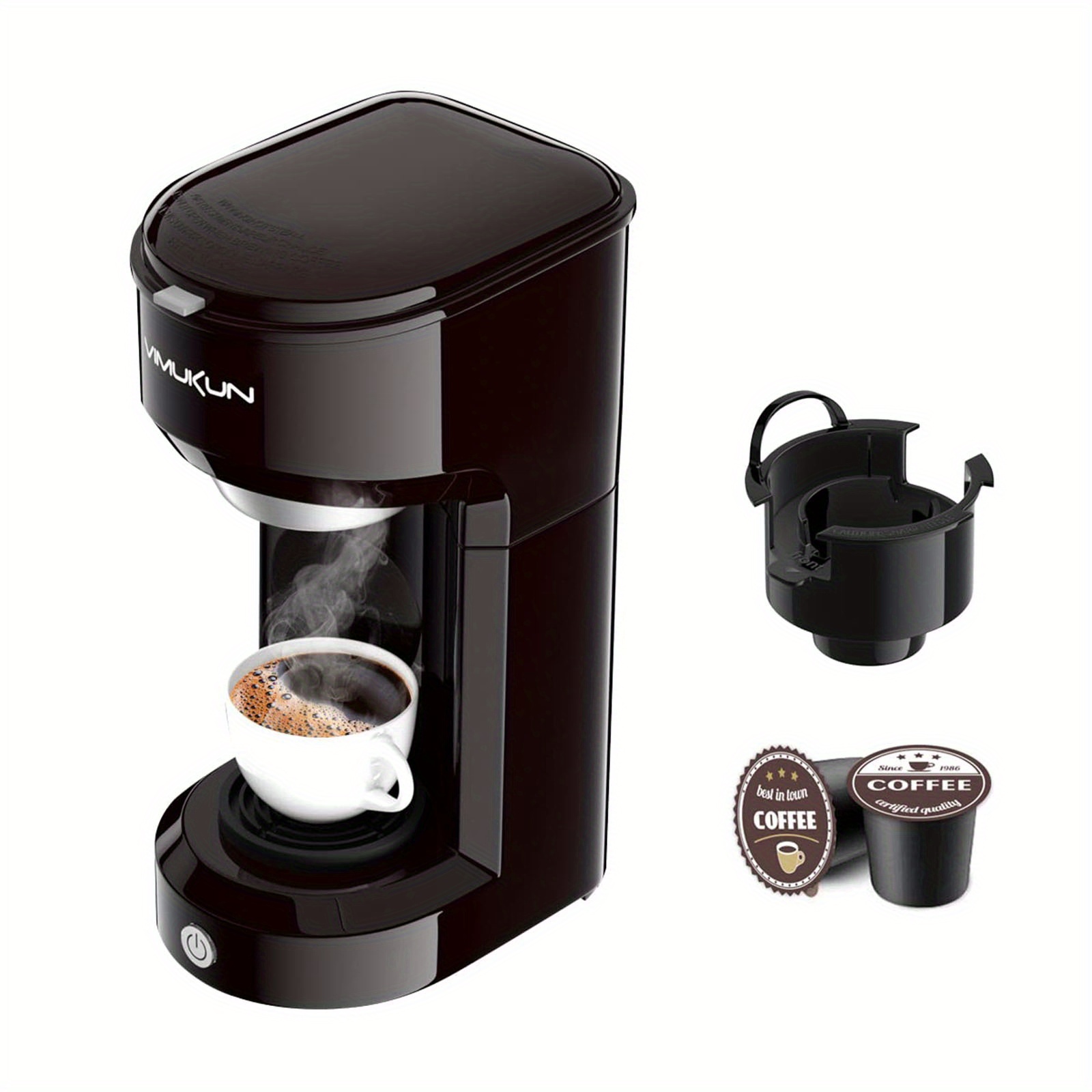 Single Serve Coffee Maker with Milk Frother, 2-In-1 Cappuccino Coffee  Machine for K Cup Pod and Ground Coffee, Single Cup Brewer Compact Latte  Maker
