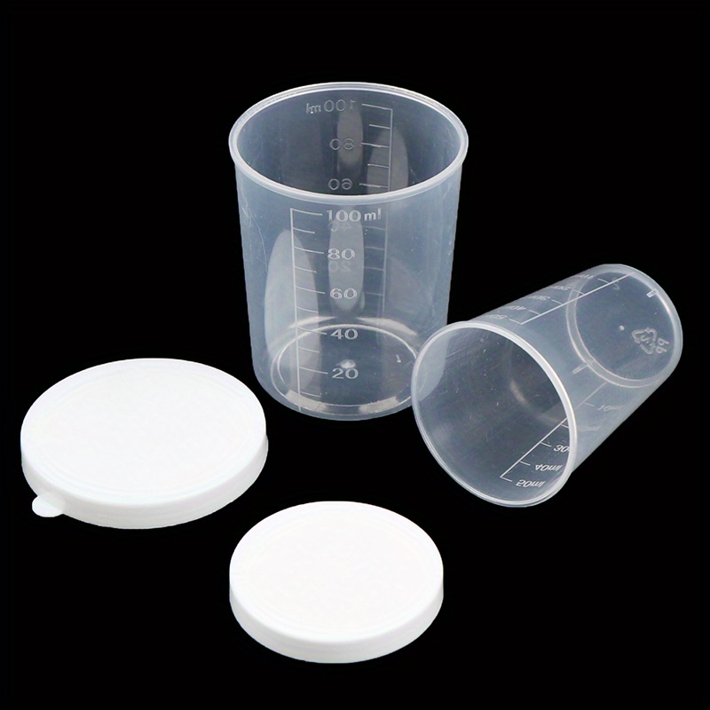 30/50ML Clear Plastic Scaled Sample Cup With Lid Laboratory