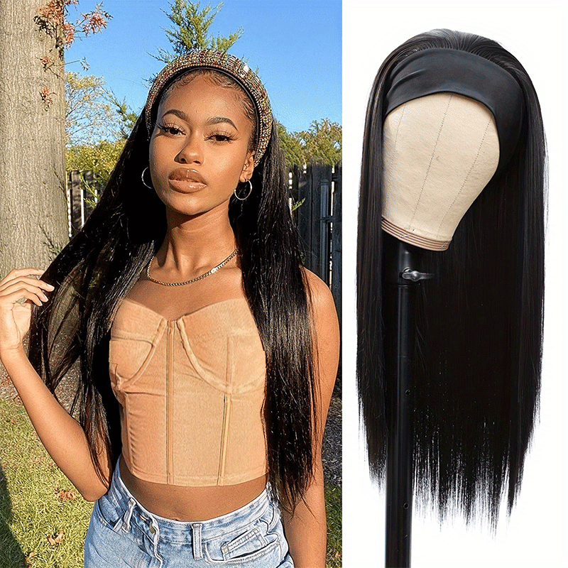 Long Straight Headband Wigs Women Half Wig Natural Look 180 Temu