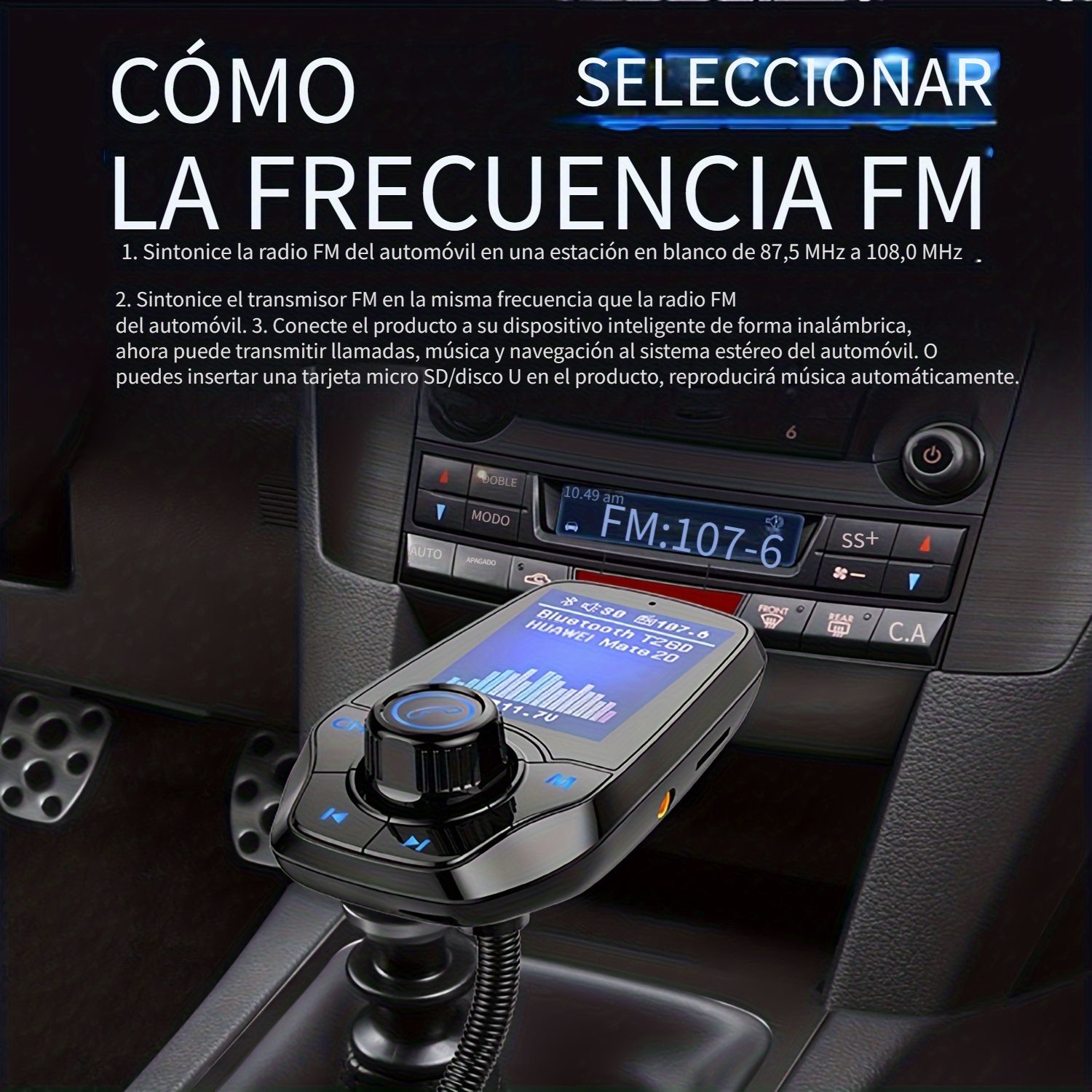 Transmisor Fm Bluetooth Para Auto, Adaptador De Radio Inalambrico Para  Auto