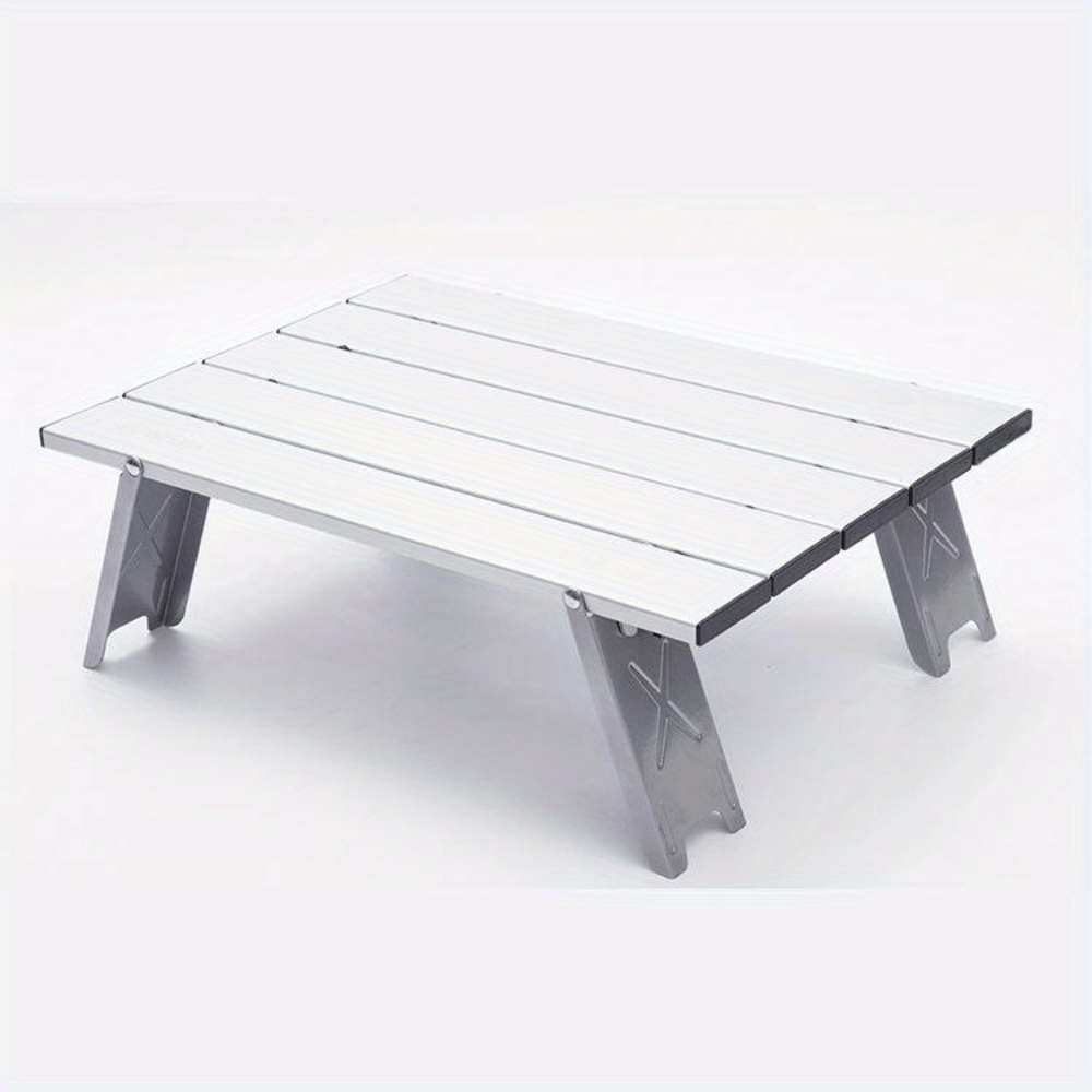  Ready Table - Mesa plegable pequeña y portátil para exteriores  con tapa dura de aluminio. Útil para playas, canotaje, camping y más. Mesa  portátil de 16 x 11 pulgadas con bolsa