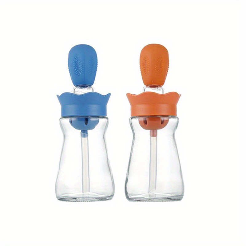 Bouteille Distributrice D'Huile En Céramique 250 Ml - Bec Verseur Inox, Bouchon Bois, Bleu