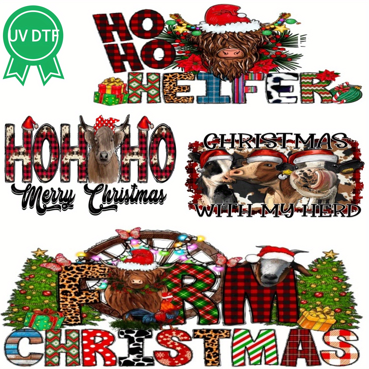 Uv Dtf Cup Wrap Decals Christmas Design Rub On Transfers For - Temu