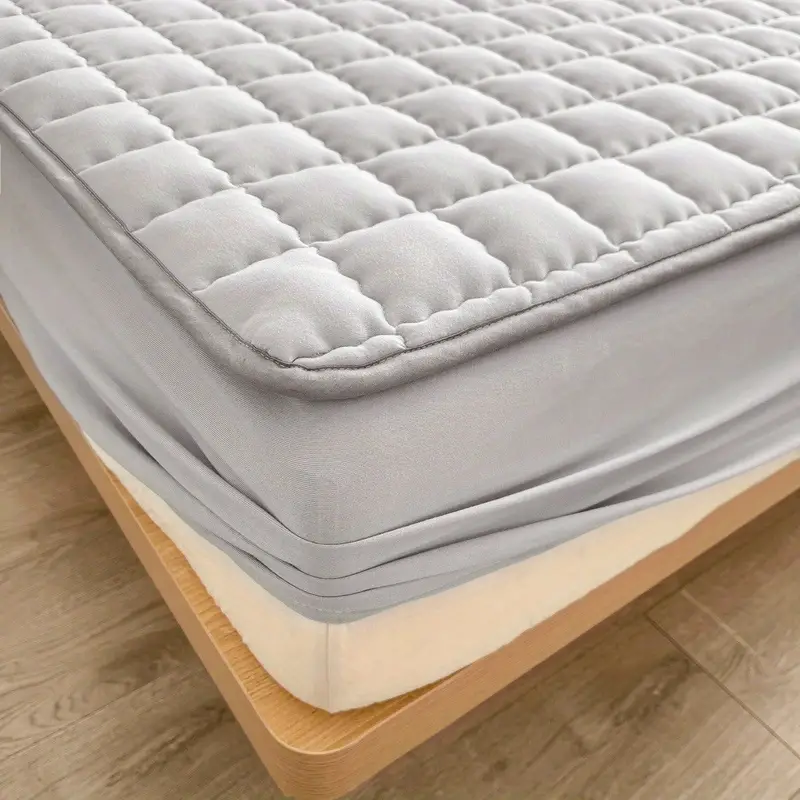 1pc quilted waterproof mattress protector without pillow and core soft comfortable solid color bedding mattress cover for bedroom guest room with deep pocket fitted bed sheet only details 14