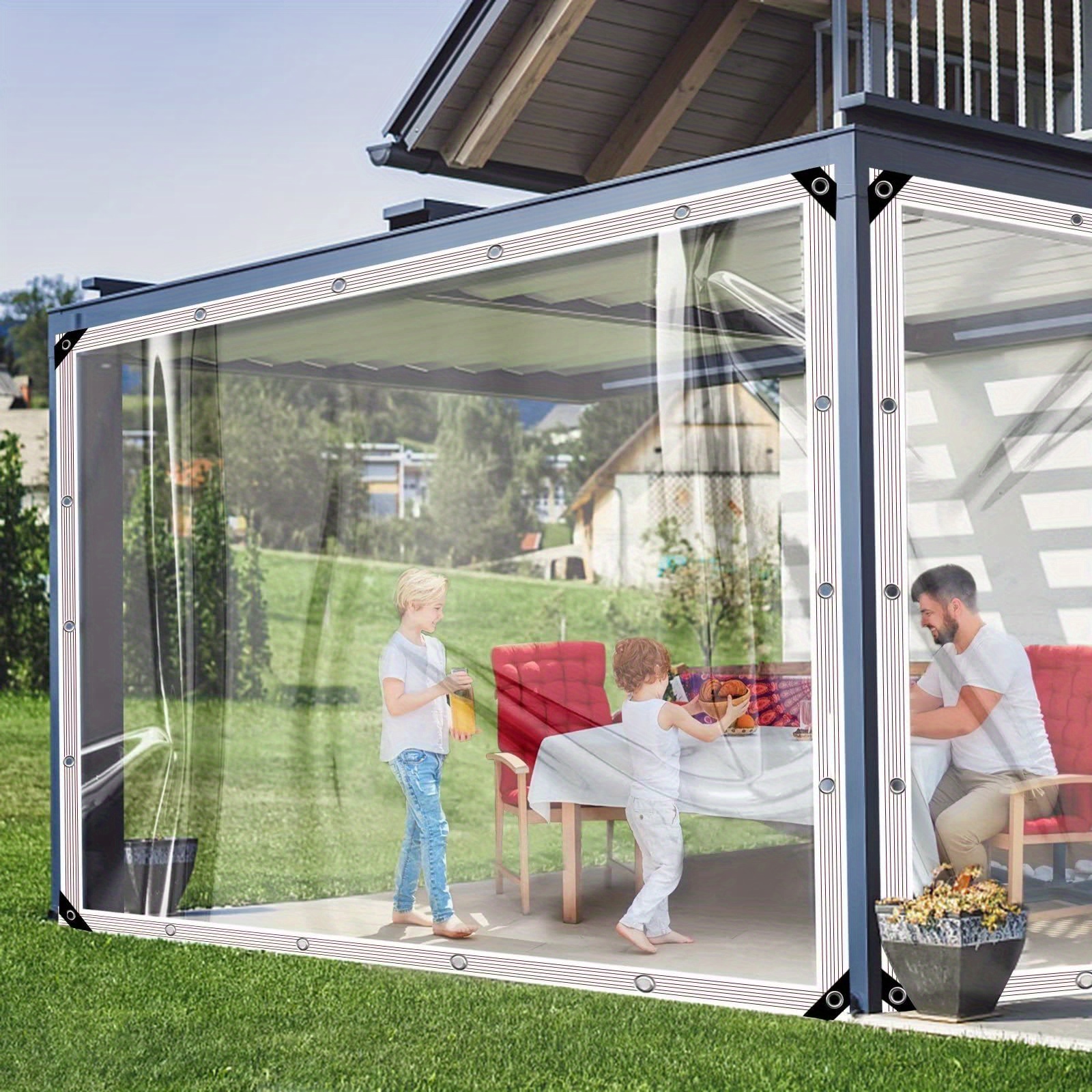  AMDHZ Lona transparente de 0. 1.260 in, impermeable,  transparente, PVC, impermeable, con ojales de tela, aislamiento de plantas,  balcón, jardín (color: transparente, tamaño: 6.6 x 13.1 ft) : Herramientas  y Mejoras del Hogar