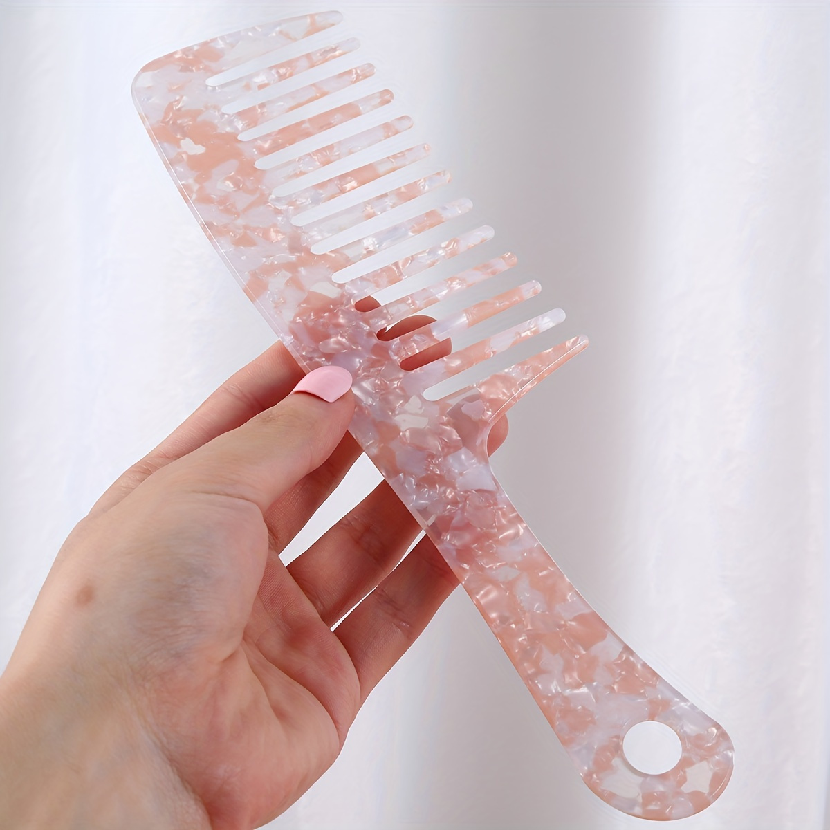 

1pc Marble Pattern Detangling Hair Brush Wide-tooth Hairdressing Comb Hair Styling Comb For All Hair Types