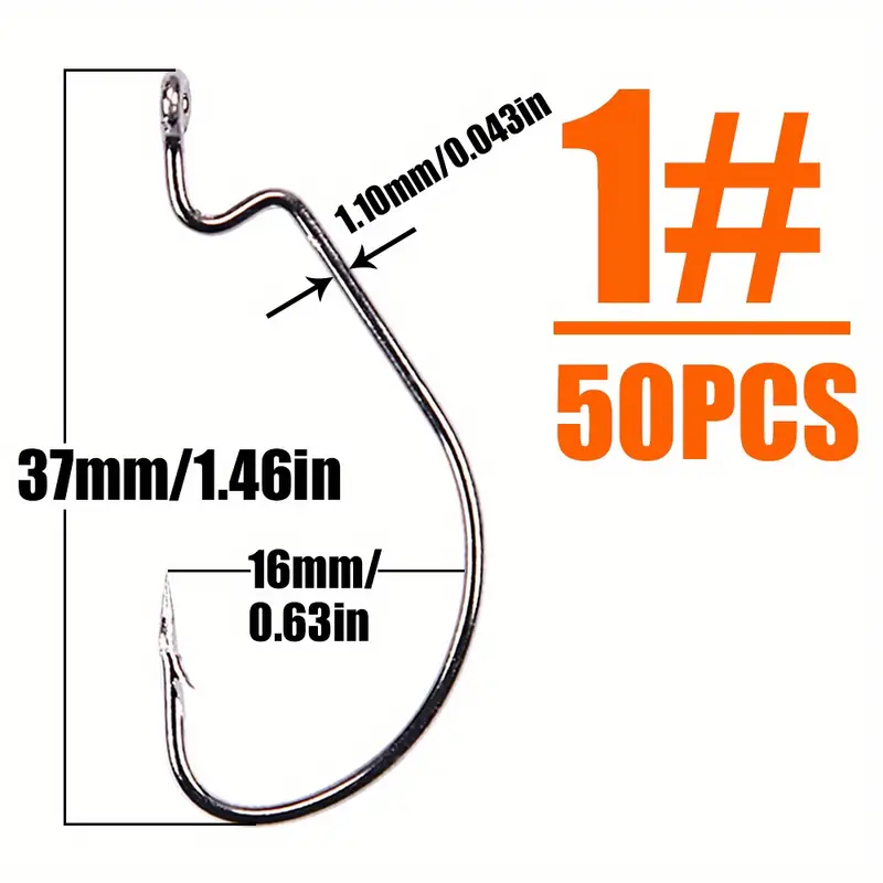 6# 5/0 Fishing Soft Worm Offset Hooks High Carbon Steel Wide - Temu