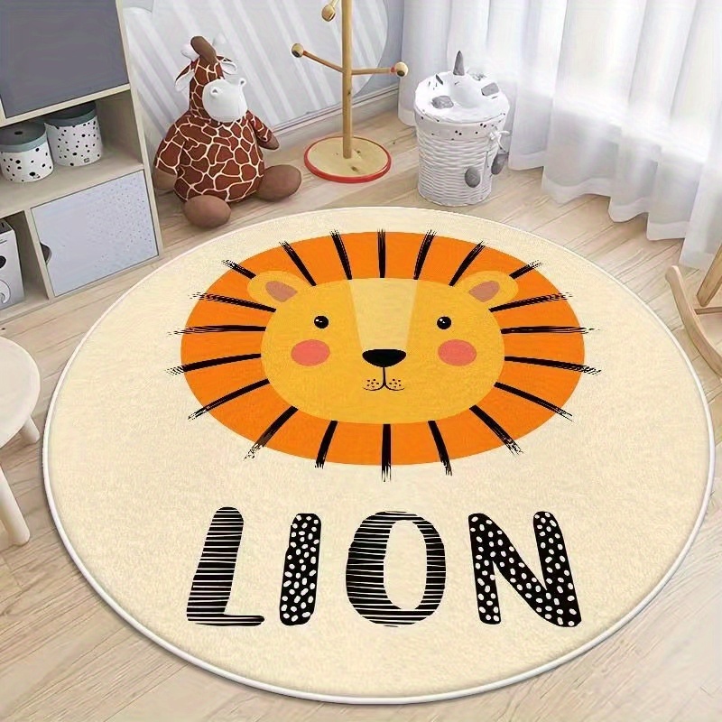 Machine Washable Faux Fur Nursery Round Rug