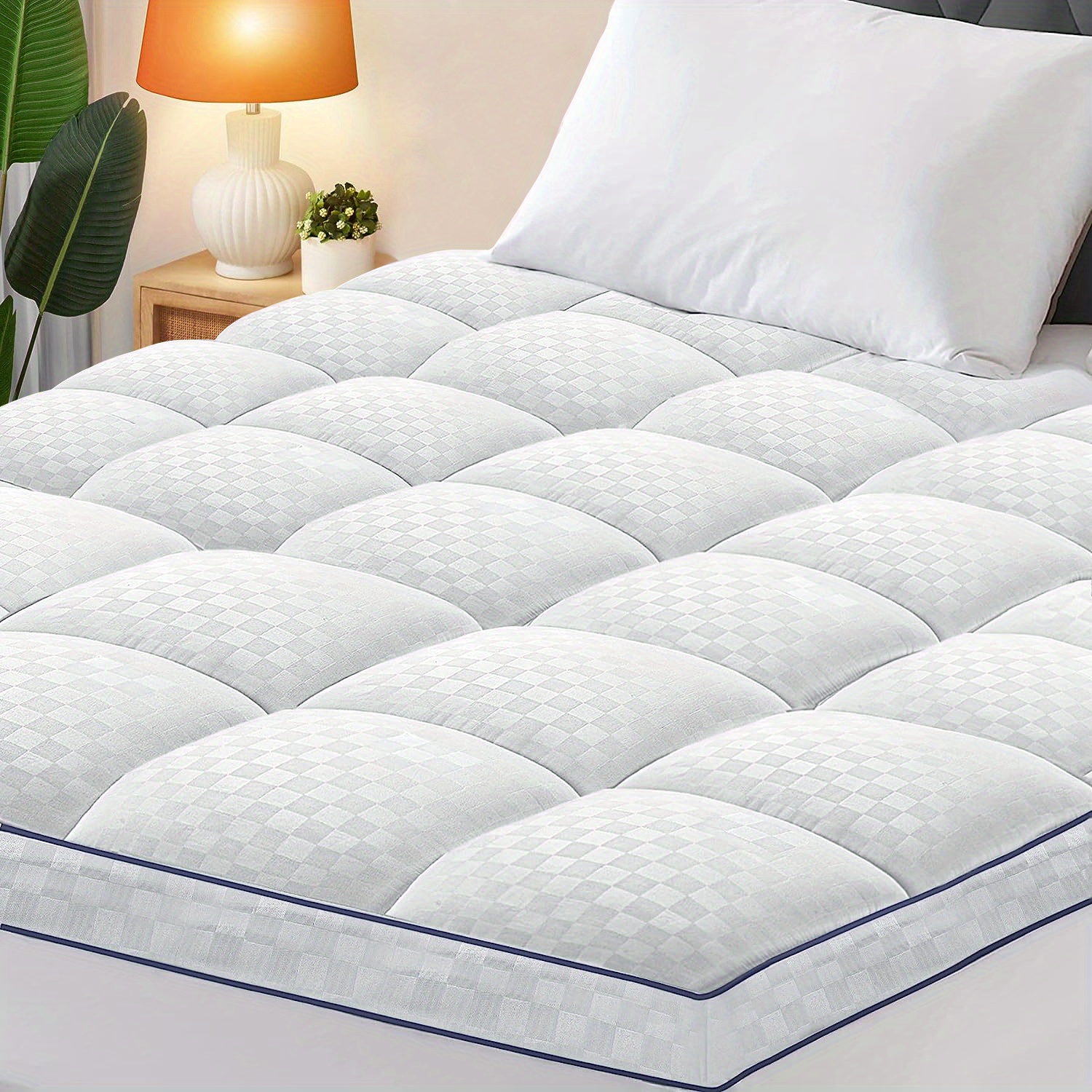 Queen Mattress Pad Thick Quilted Mattress Topper Air Mattress Cover, Super  Soft Breathable and Noiseless Down Alternative Fiber Extra Thick Mattress