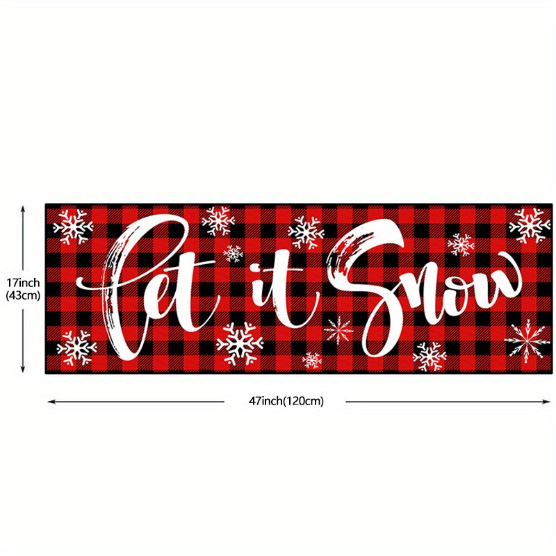Golden Let It Snow Red Buffalo Plaid Kitchen Rug Anti Fatigue Winter  Christma