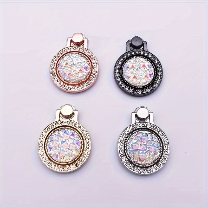 Rhinestone Phone Holder, Foldable Metal Phone Ring Holder