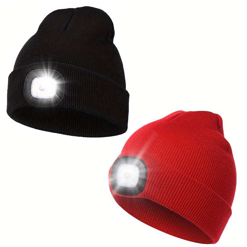 Berretto A Led 2 Confezioni Luce, Berretto Testa A 4 Led Ricaricabile A  Mani Libere Usb Unisex, Torcia Cappello Illuminato Notte Lavorato A Maglia  Invernale - Sport E Tempo Libero - Temu Italy