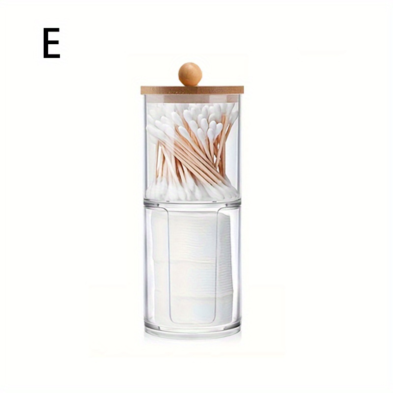 1pc Clear Makeup Puff Storage Container With Bamboo Lid, Organizer