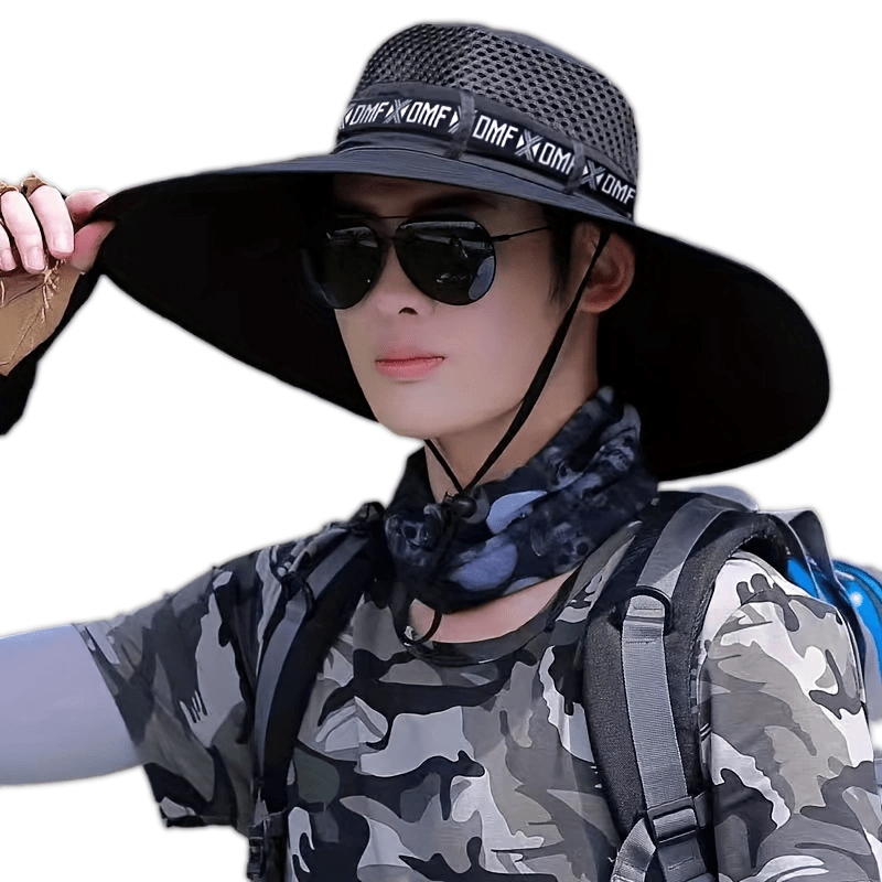 Men's Summer Big Brim Uv Protection Sunscreen Bucket Hat - Temu Philippines