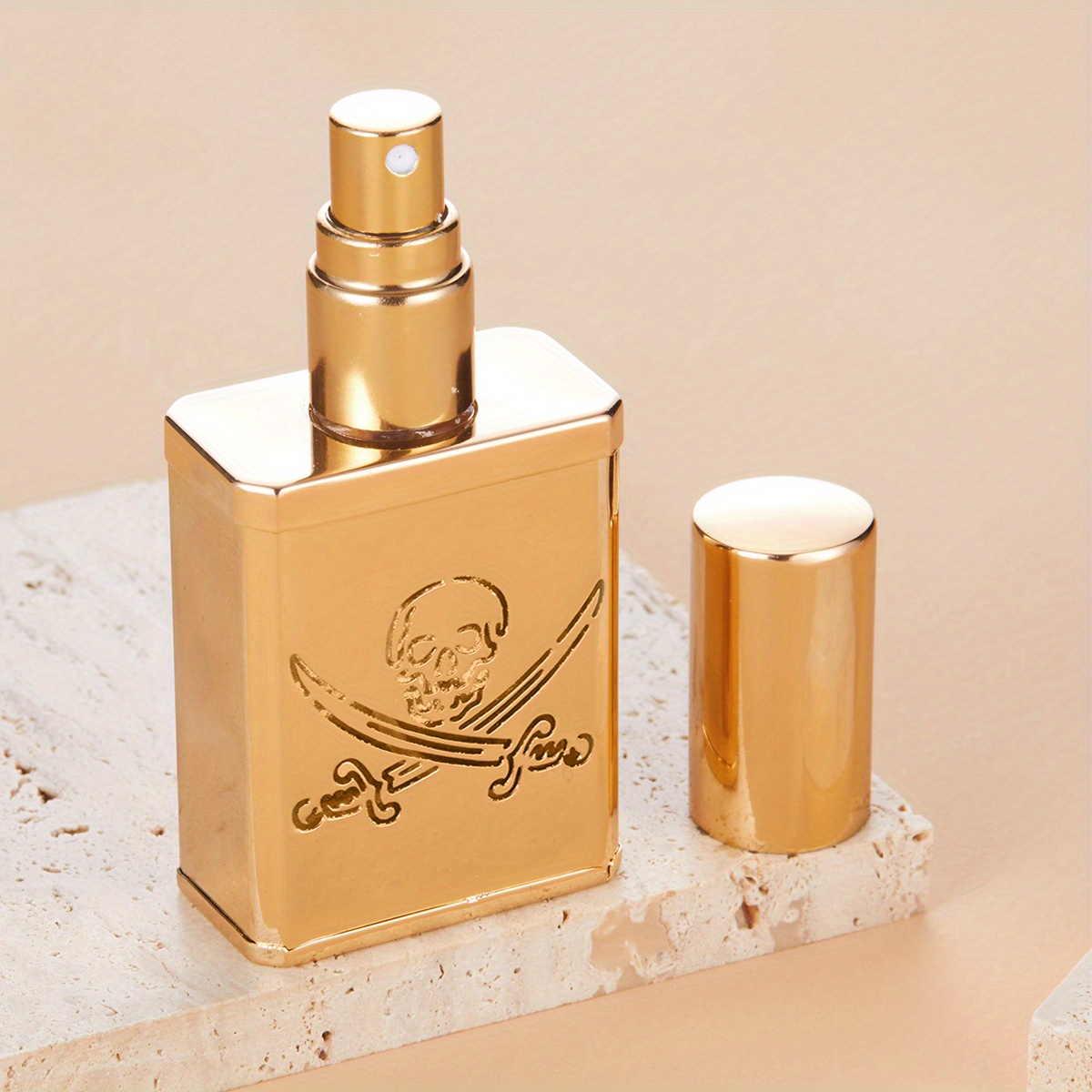 Refillable Travel Perfume Bottle, Skull Stainless Steel Shell