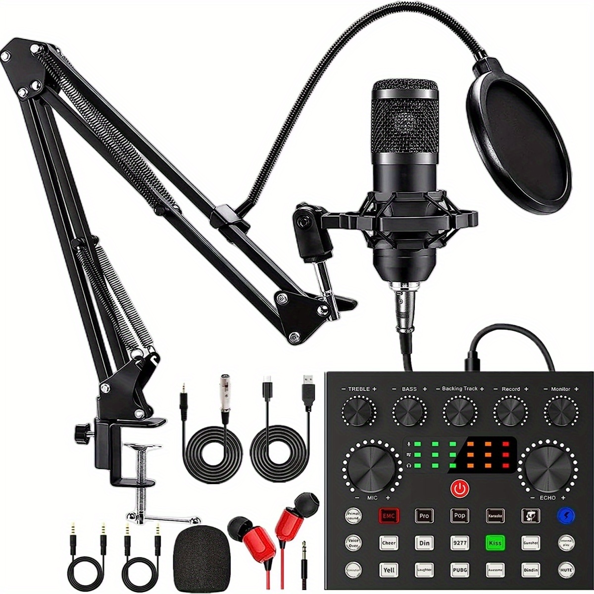 PROAR Microphone for Podcast, USB Microphone Kit for Phone,  PC/Micro/Mac/Android,Professional Plug&Play Studio Microphone with Stand  for Gaming