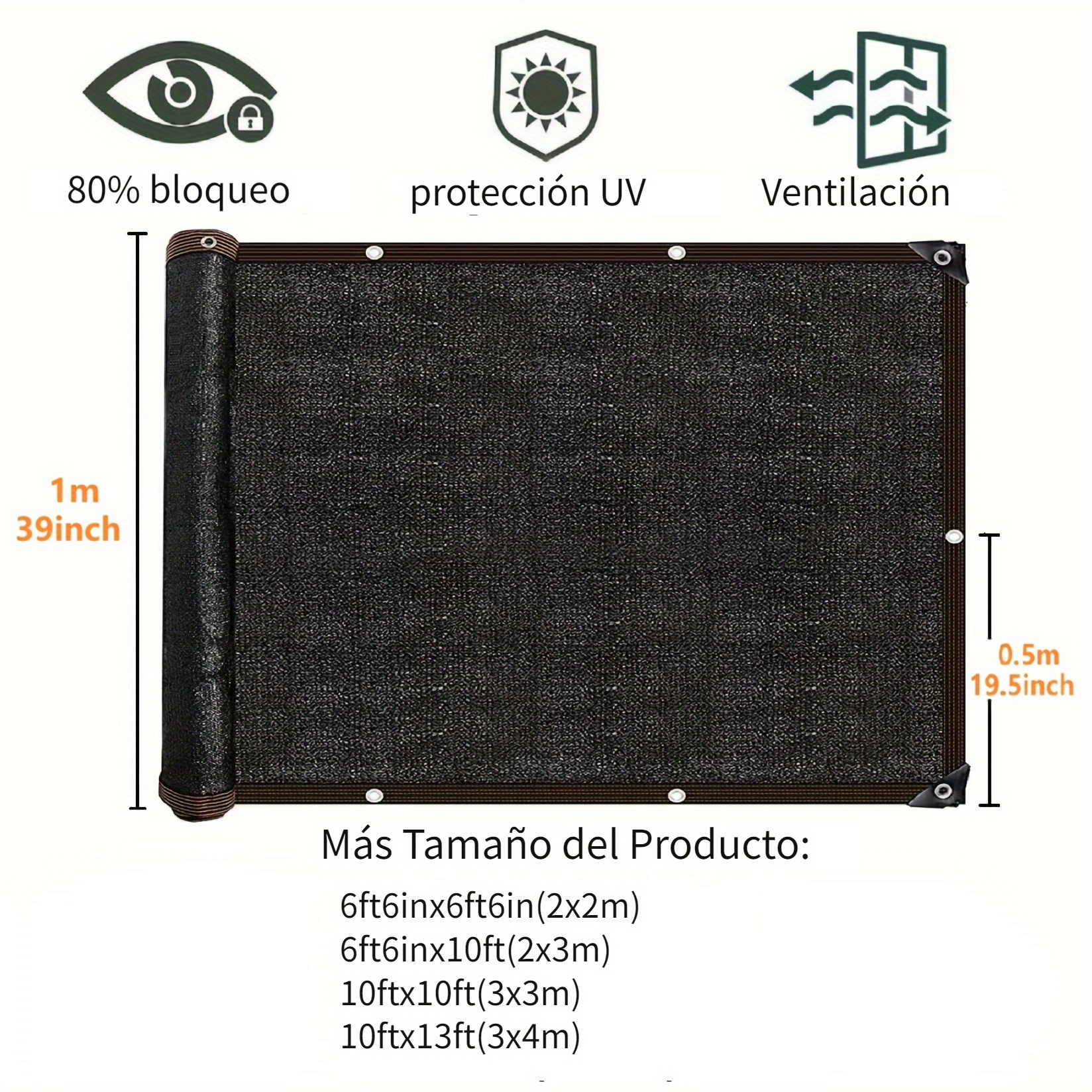 10ftx13ft Toldo rectangular de tela con bloque UV para vela de sombra solar