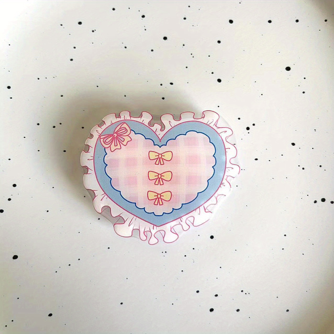 1pc Vintage Style Lace Pink Heart Phone Stand 360 Rotating Phone Holder Phone Grip
