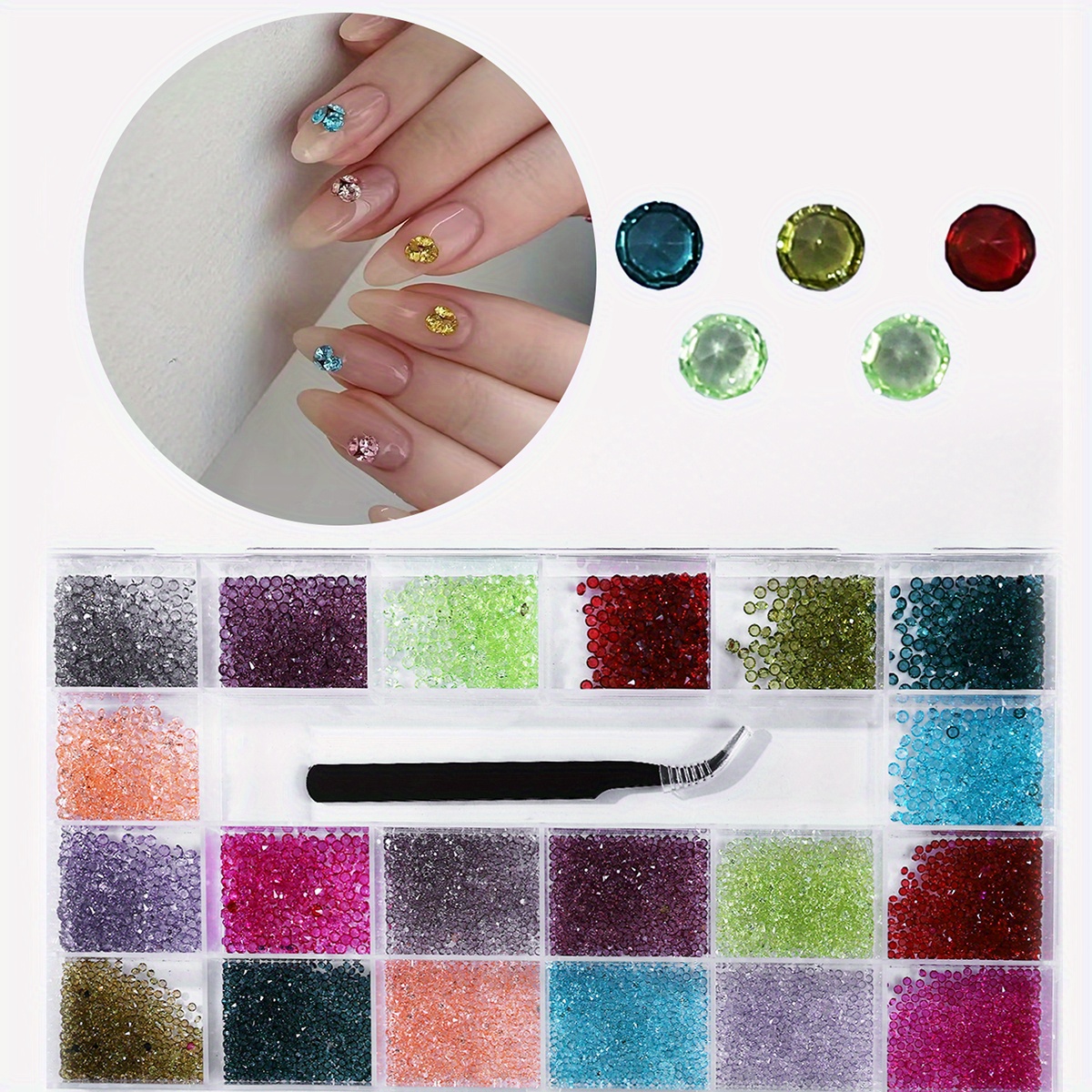 21 Grids 3D Resin Flower Fruit Nail Charms