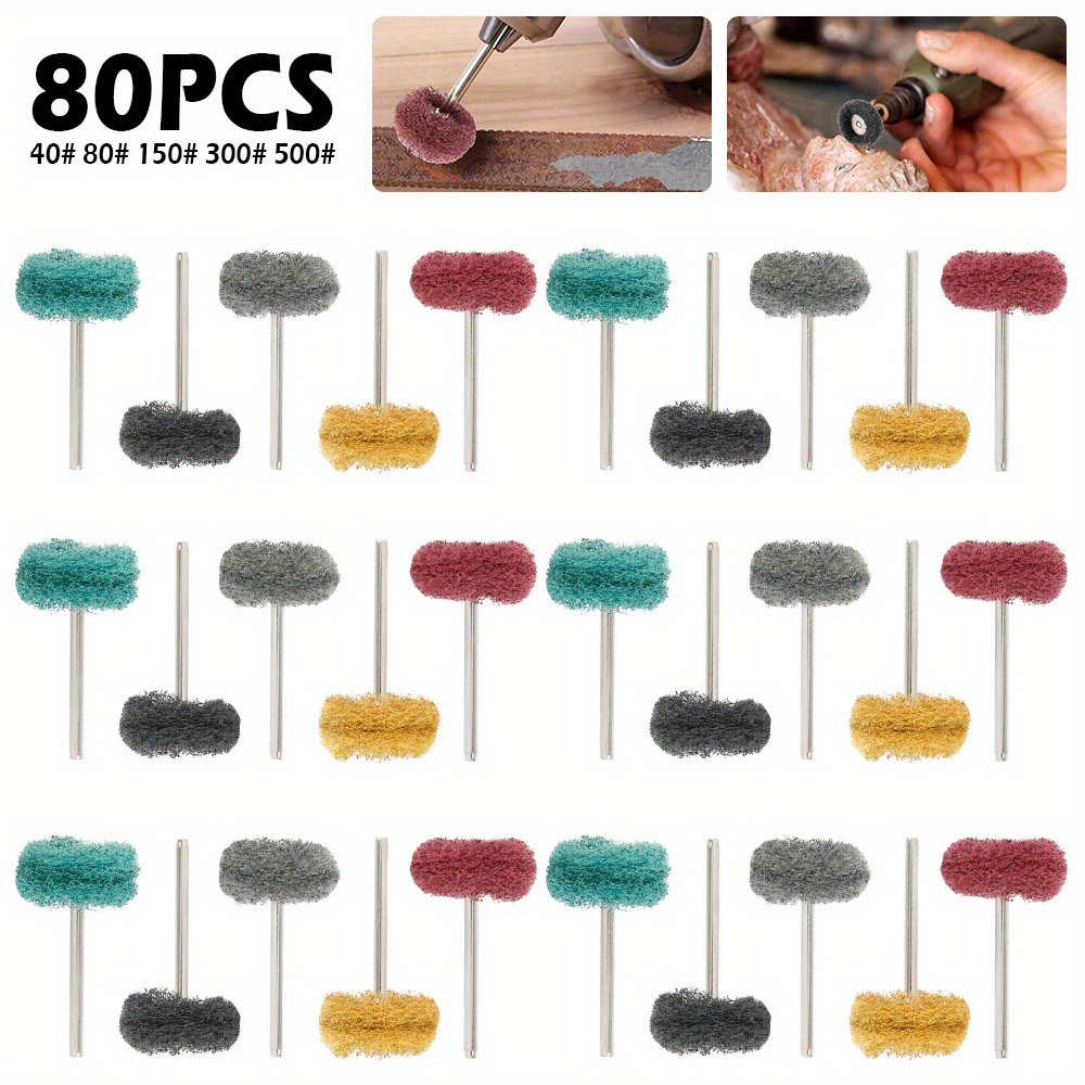 40 Pièces Kit Polissage Perceuse, Accessoires Polissage Abrasif de 25mm  Outils Rotatifs , Grain 80/150/240/