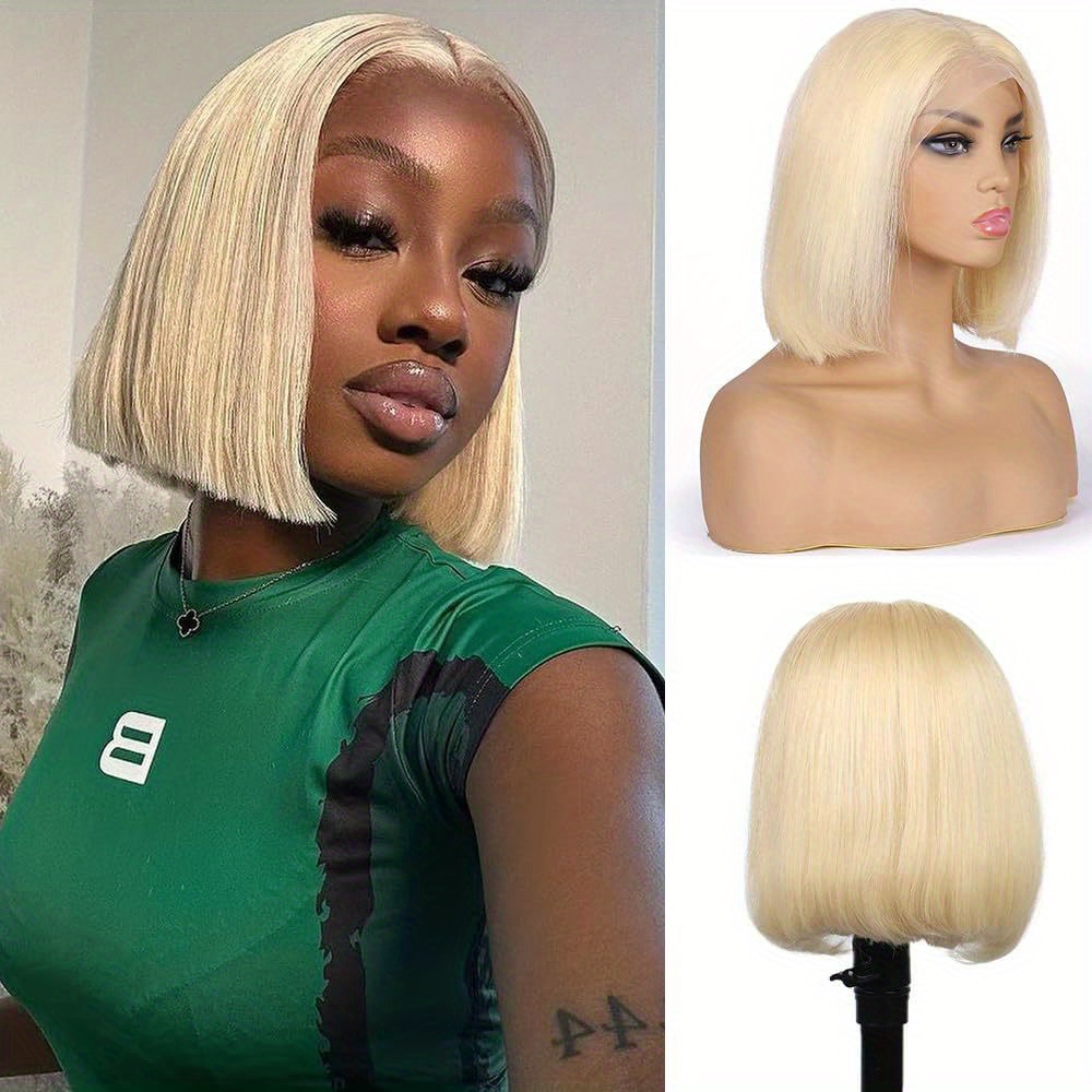 613 Blonde Bob Wig Human Hair 613 Bob Lace Front Wig Human Hair 13X4 Blonde Lace Front Bob Wig Human Hair Pre Plucked With Baby Hair 613 Blonde Bob Lace Front Wigs For Women 150