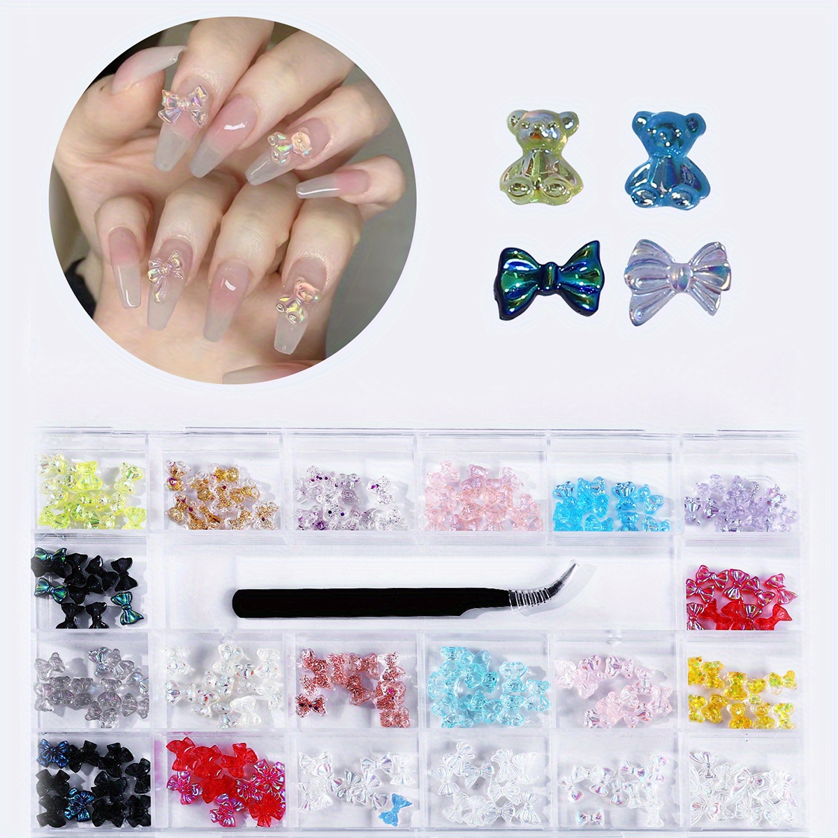 21 Grids 3D Resin Flower Fruit Nail Charms