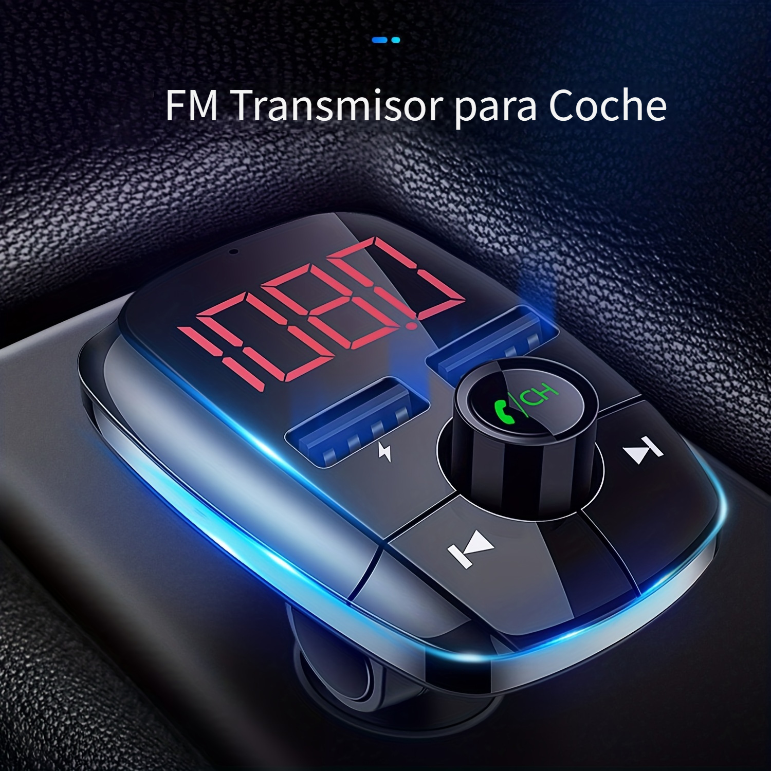 Transmisor de FM Radio Bluetooth Mechero Coche MP3 Reproductor TF