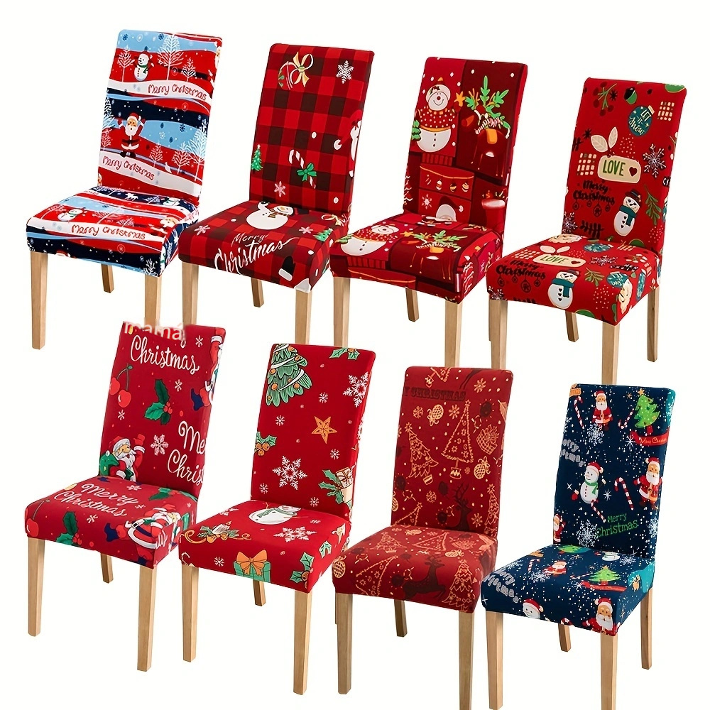 Fundas para silla de comedor elásticas Navidad Rojo - Protector