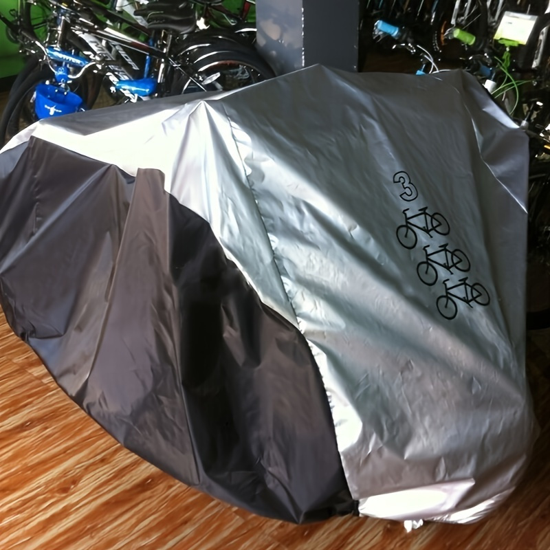 

1pc Bicycle Cover, Dust Cover, Painted Silver, Sunscreen, Waterproof Fabric, Winter Rain And Snow Supply, For 1/2/3 Bikes, 3 Sizes Optional