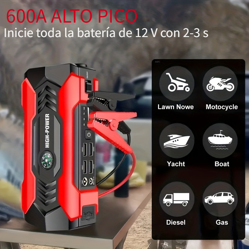 Arrancador De Batería De Coche Portátil, Pico De 2000A, 28000mAh