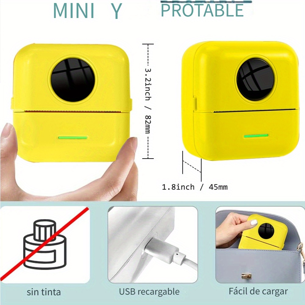 Mini impresora de bolsillo portátil compatible con Bluetooth impresora  térmica sin tinta impresora de pegatinas sin tinta