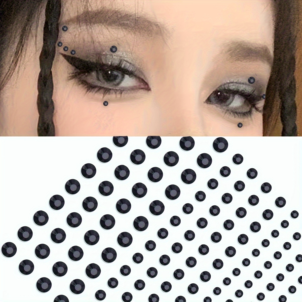 2800 Pcs Self Adhesive Rhinestones for Makeup Eyes, White Pearl