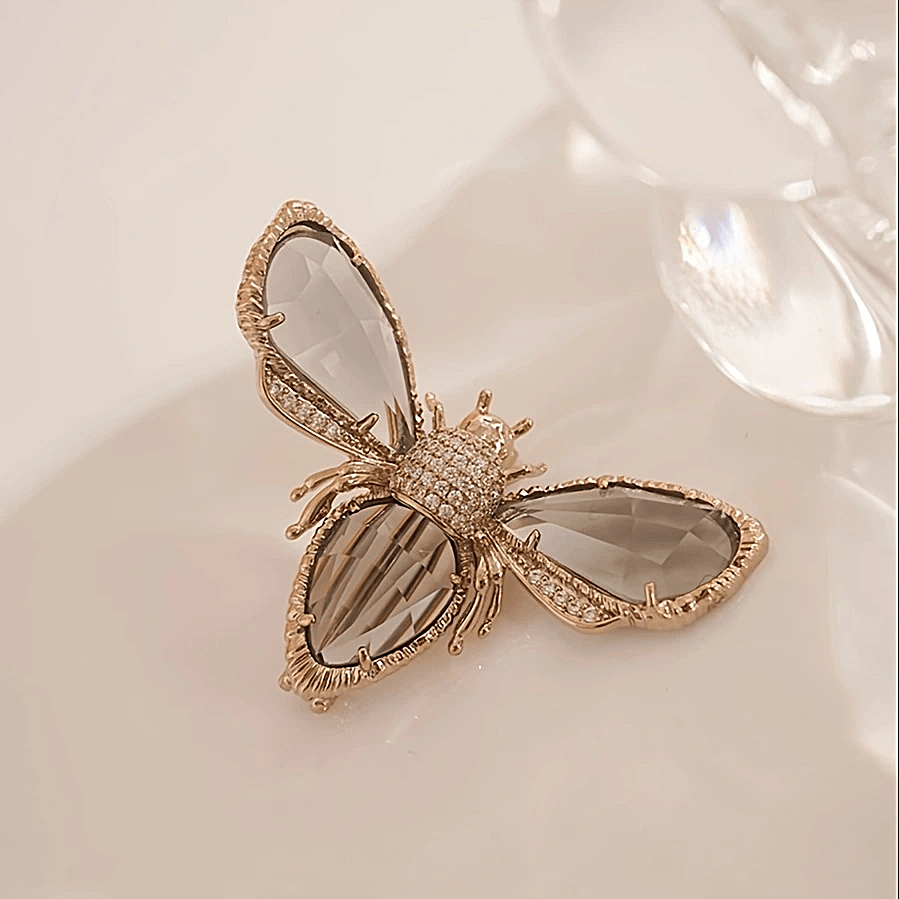 TEMU Broche Elegante De Abeja Con Circonita Cúbica Brillante - Cobre, Perfecto Para Trajes Y Cárdigans, Regalo Ideal Para Ella