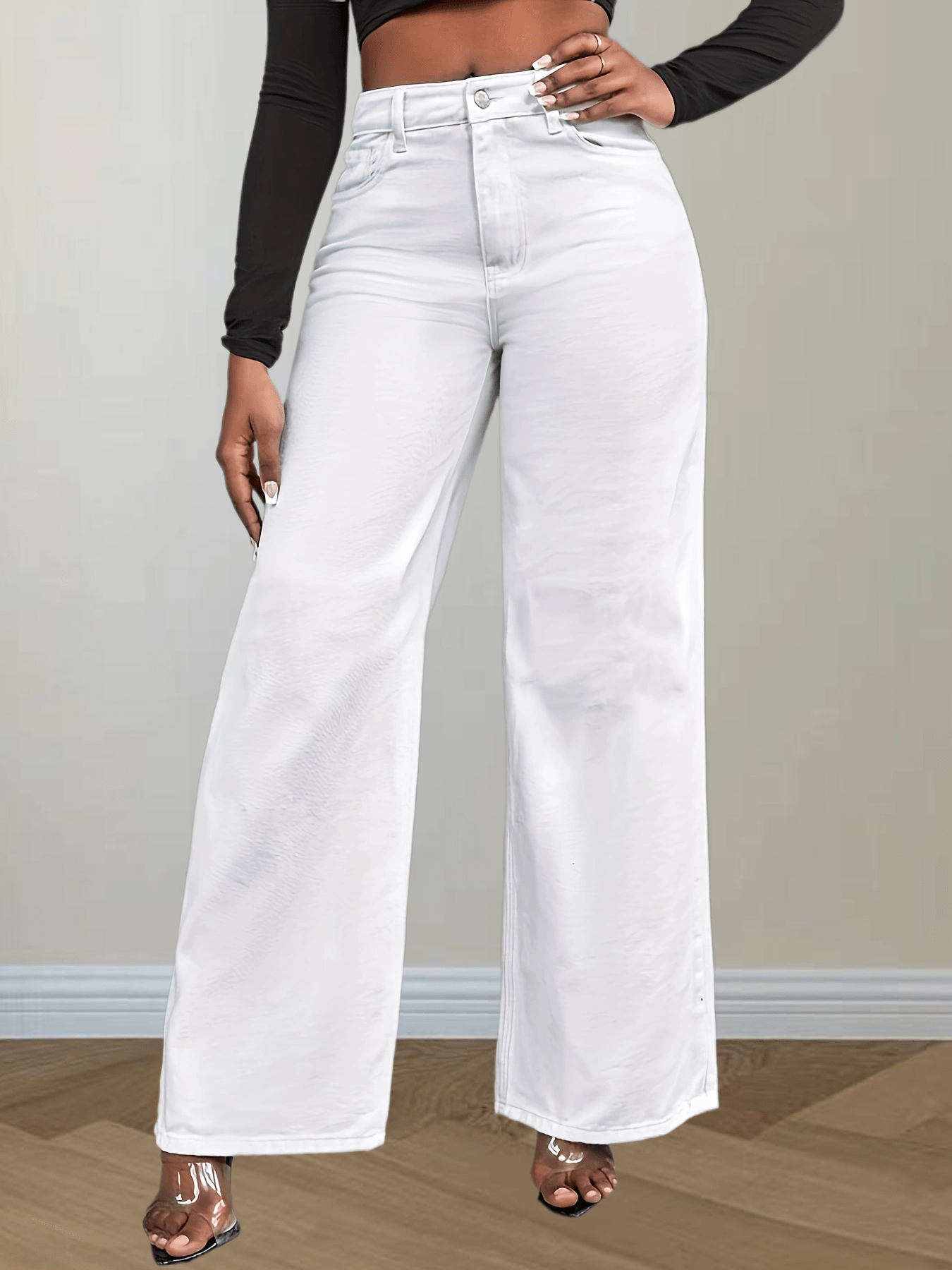 White Wide Leg Jeans - Temu Canada