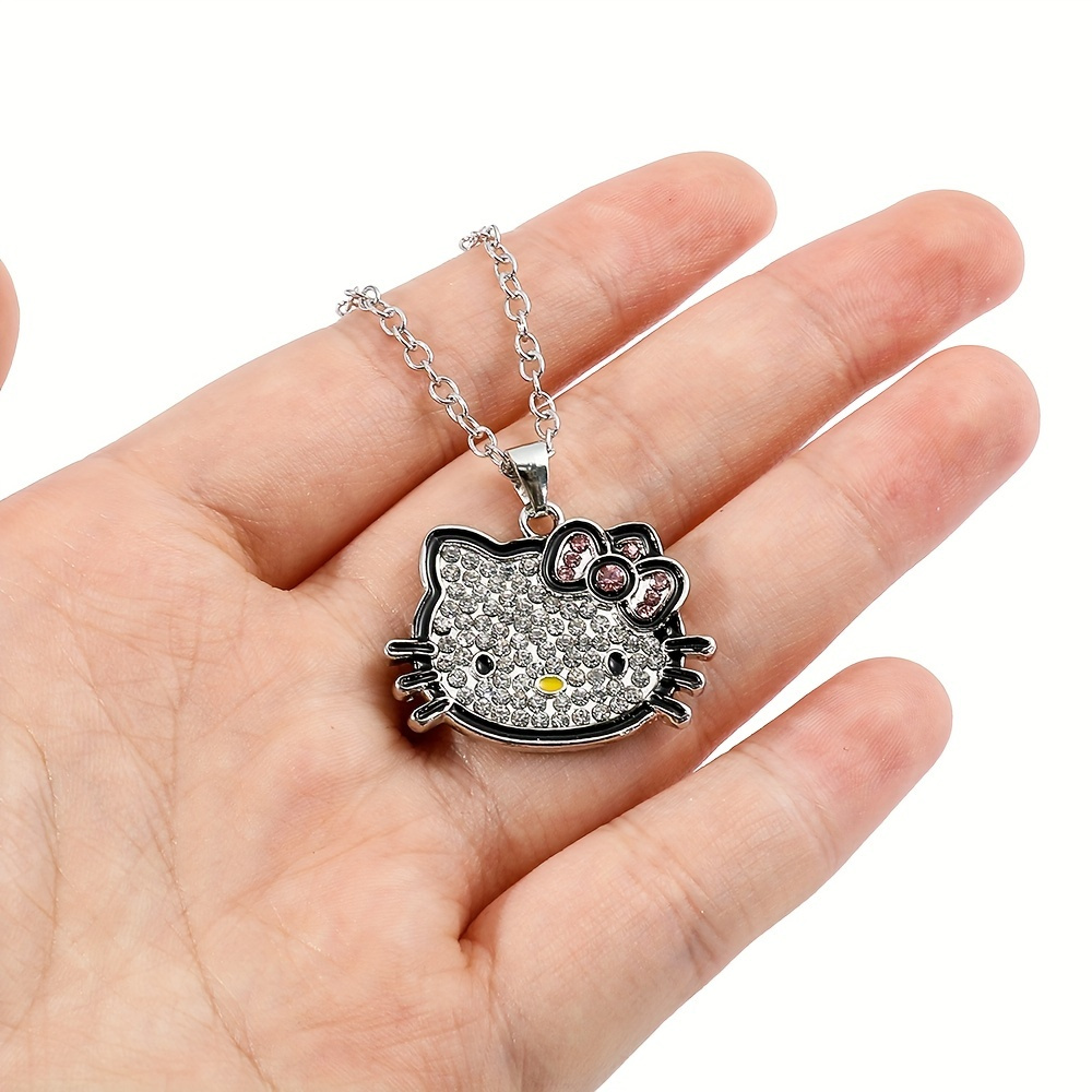Sanrio Hello Kitty Necklace Ring 2K Kuromi Melody Chain Alloy Silver  Crystal Female Charm Rhinestone Goth Jewelry Valentine Gift