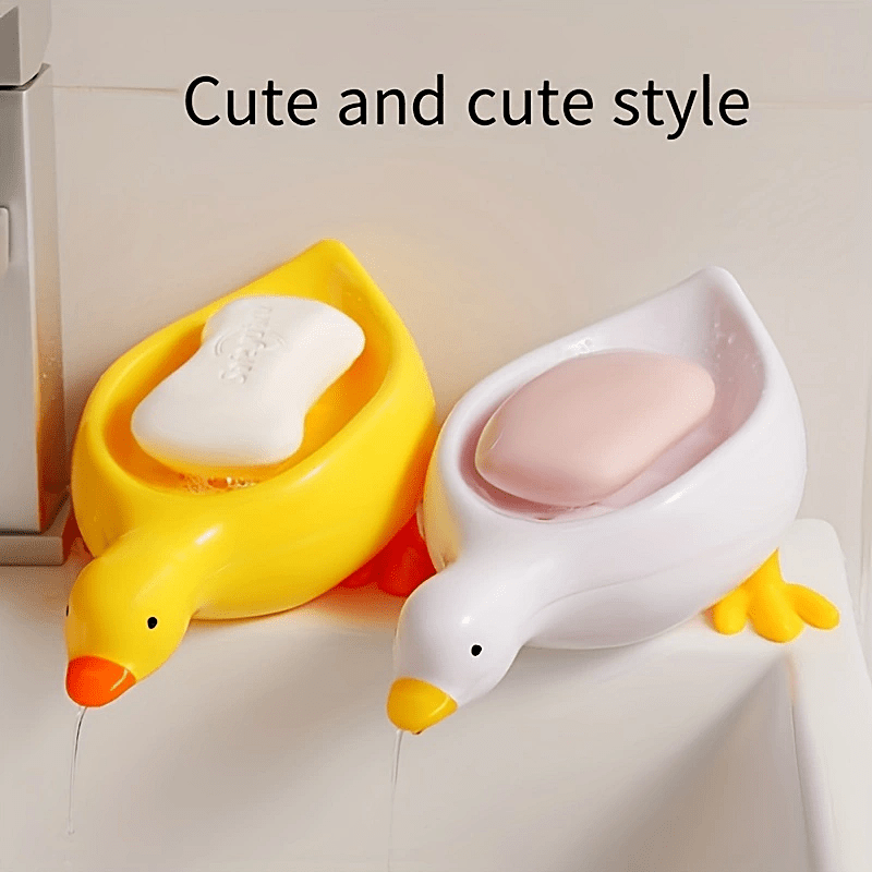 1pc Duck Shaped Soap Box With Drain For Home, Creative Soap Holder For Bathroom  Sink, Soap Dish Drainage Shelf