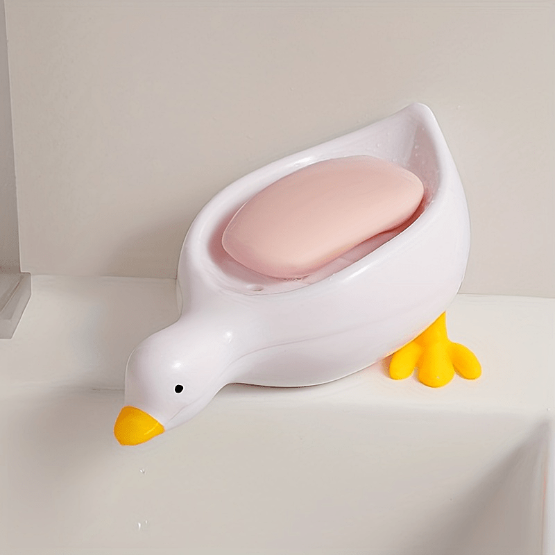 1pc Cute Duck-shaped Soap Holder For Bathroom Sink, Creative