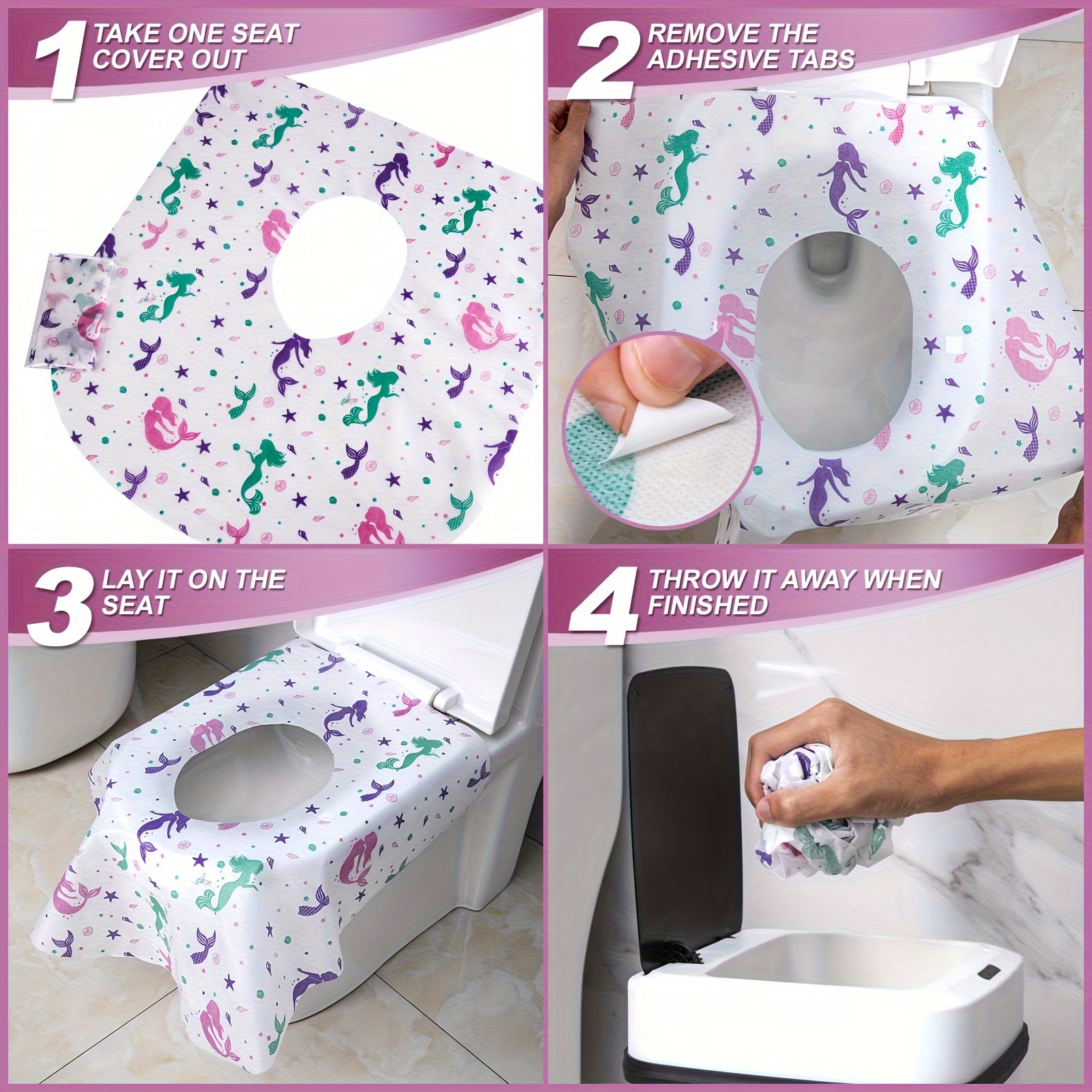 

12pcs Toilet Seat Cover, Disposable Waterproof Potty Seat Cover, Suitable For Travelling, Hotel, Public Restroom, Airplane And Camping