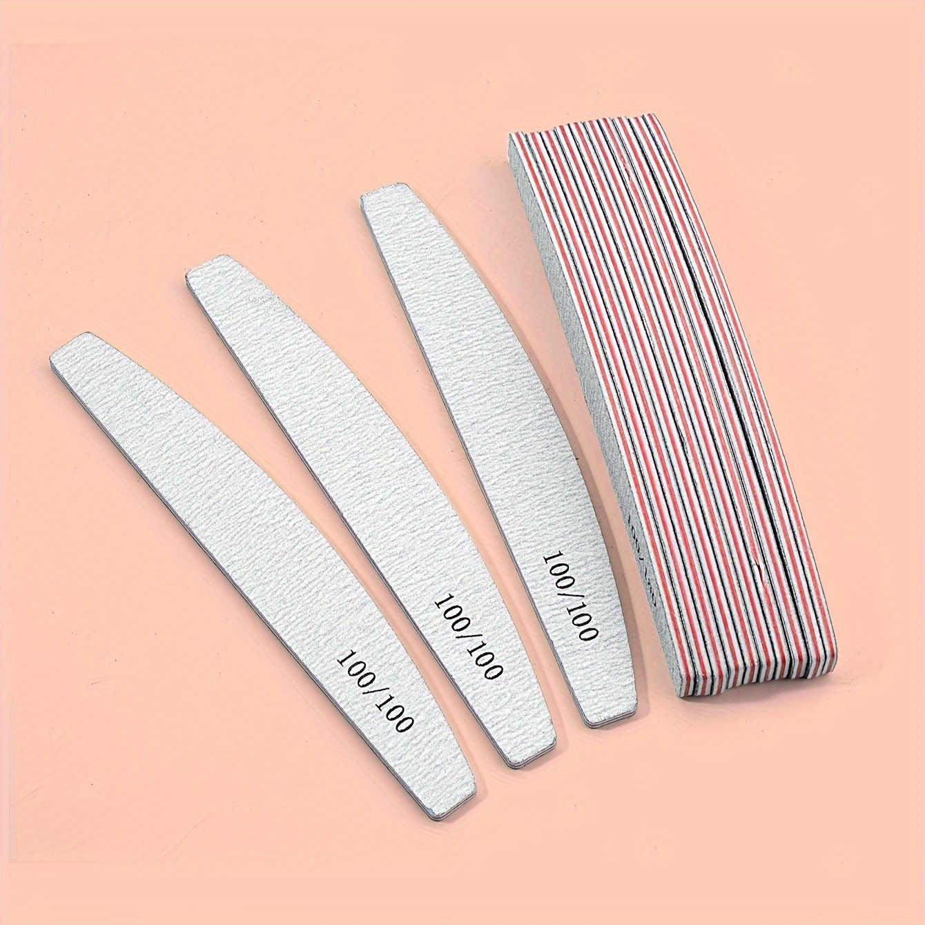 

25pcs Half Moon Shaped 80 100 180 Grit Nail Files Double Sided Emery Board Washable Emery Boards Reusable Nail Buffers Manicure Tools For Natural Nails Acrylic Nails Home And Salon Use