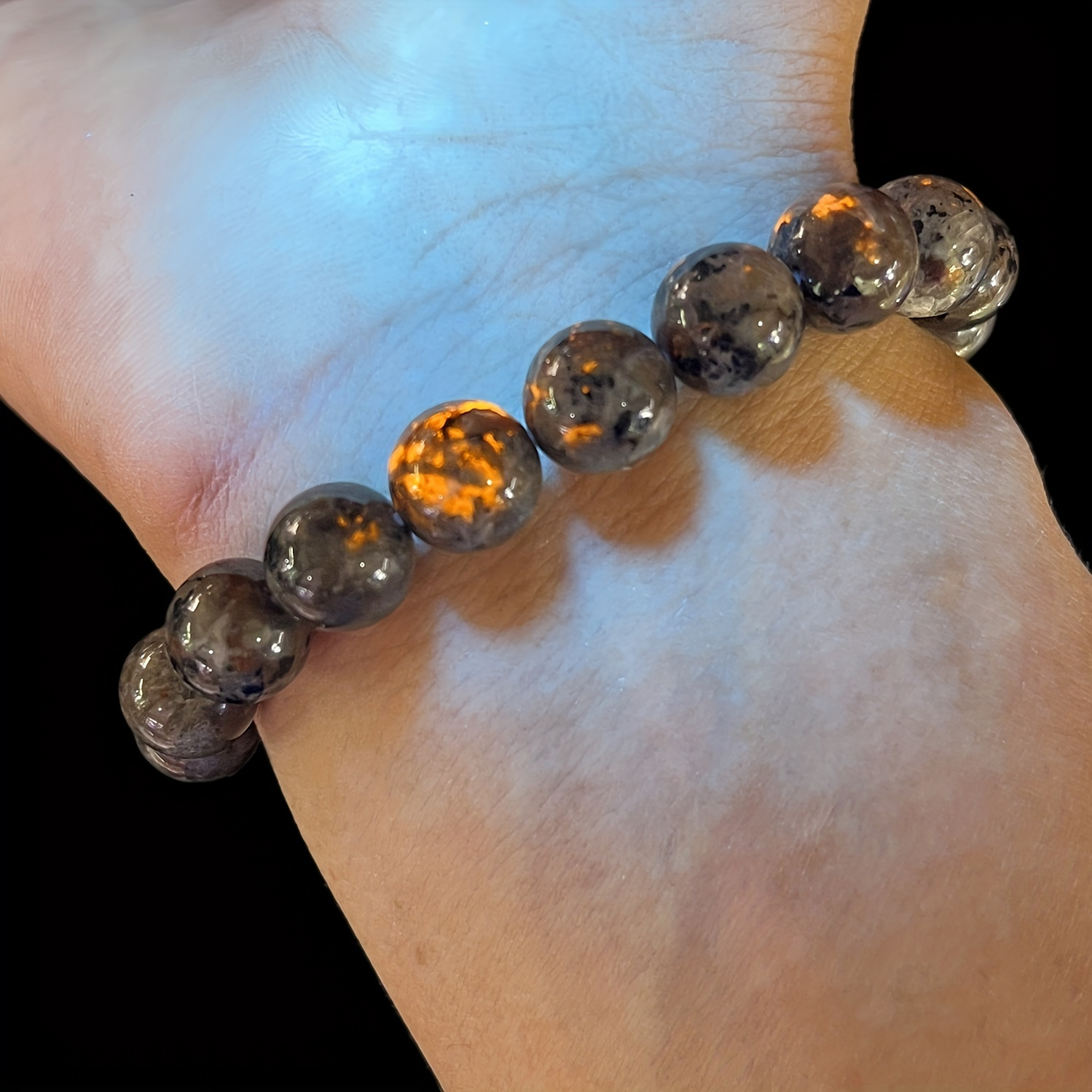 HONEY TIGER EYE CLOVER BLACK CORD BRACELET