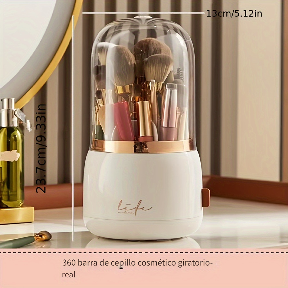 Tbestmax Organizador de brochas de maquillaje, contenedor de brochas de  cosméticos transparente, 3 ranuras, ideal para tocador