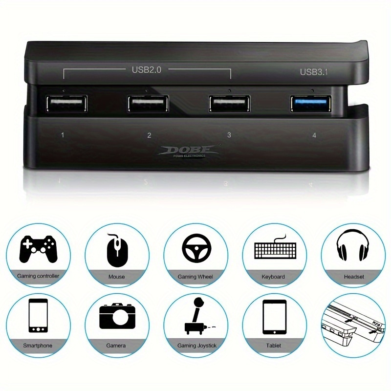 Airies USB 3.0 avec indicateur LED pour PS4 Slim, super vitesse de  transfert, chargeur, contrôleur, répartiteur