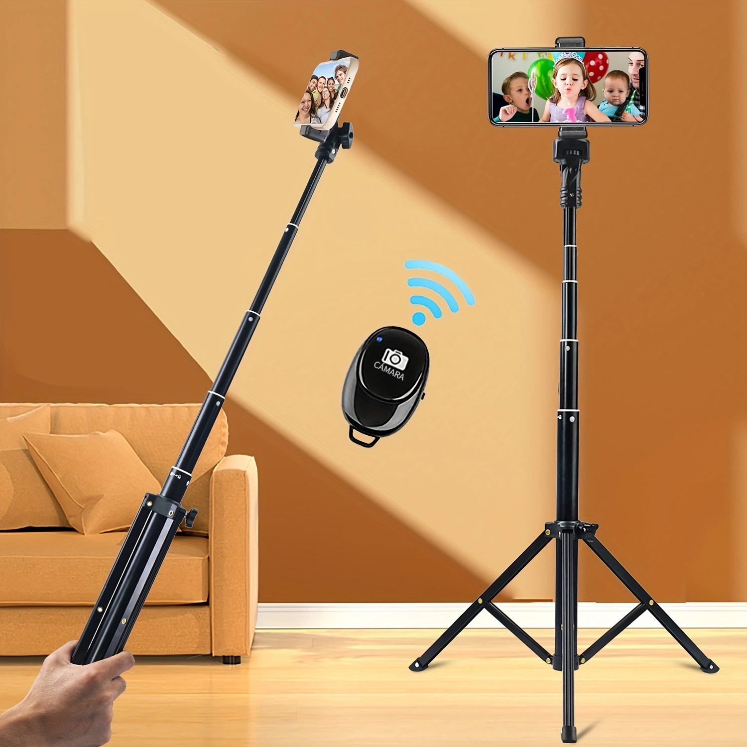 Trípode Teléfono Soporte Trípode Extensible Selfie Stick - Temu