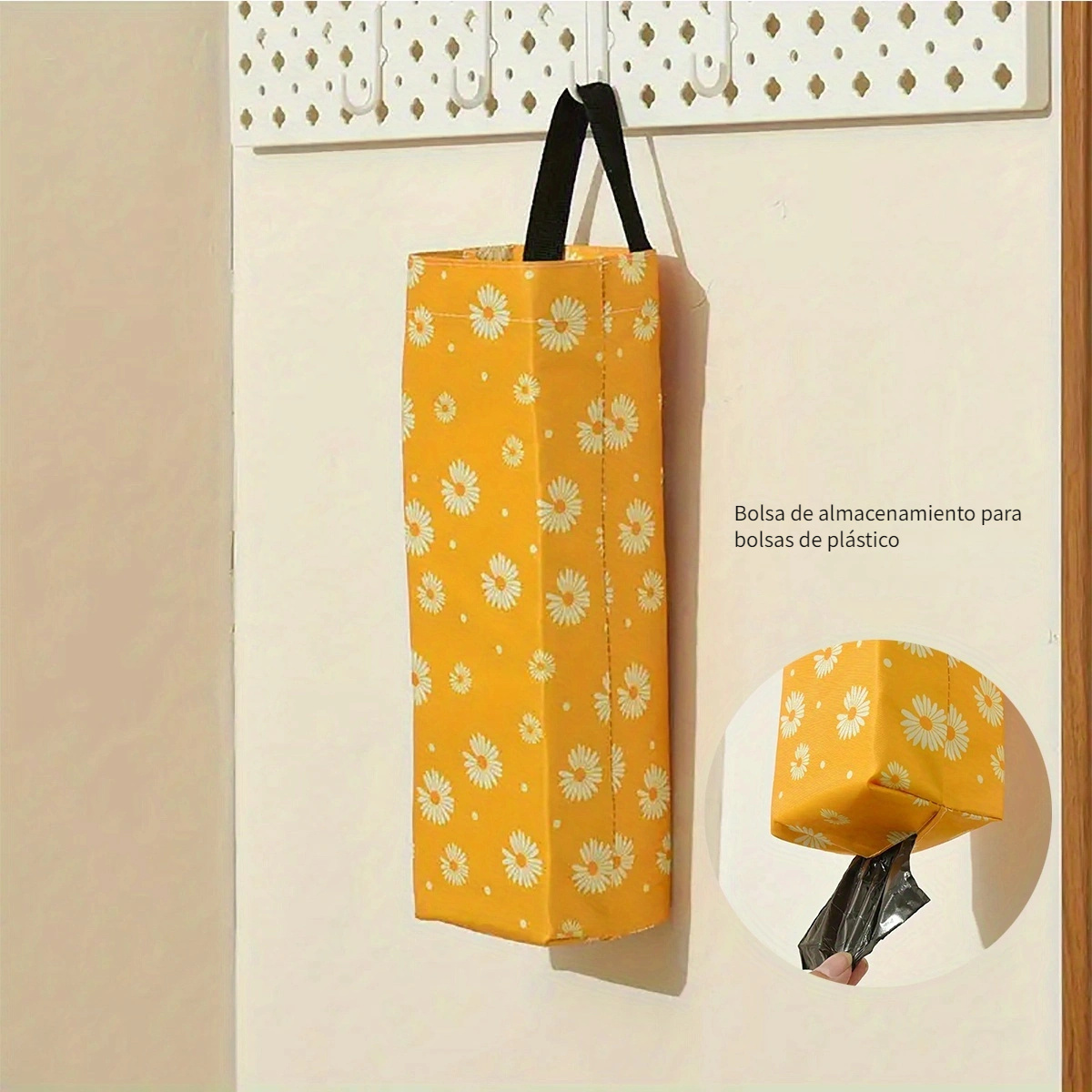  Paquete de 5 soportes amarillos para bolsas de plástico,  organizador de bolsas de plástico, bolsa de almacenamiento colgante de  malla, dispensador de bolsas de compras, bolsas de basura, dispensador :  Hogar